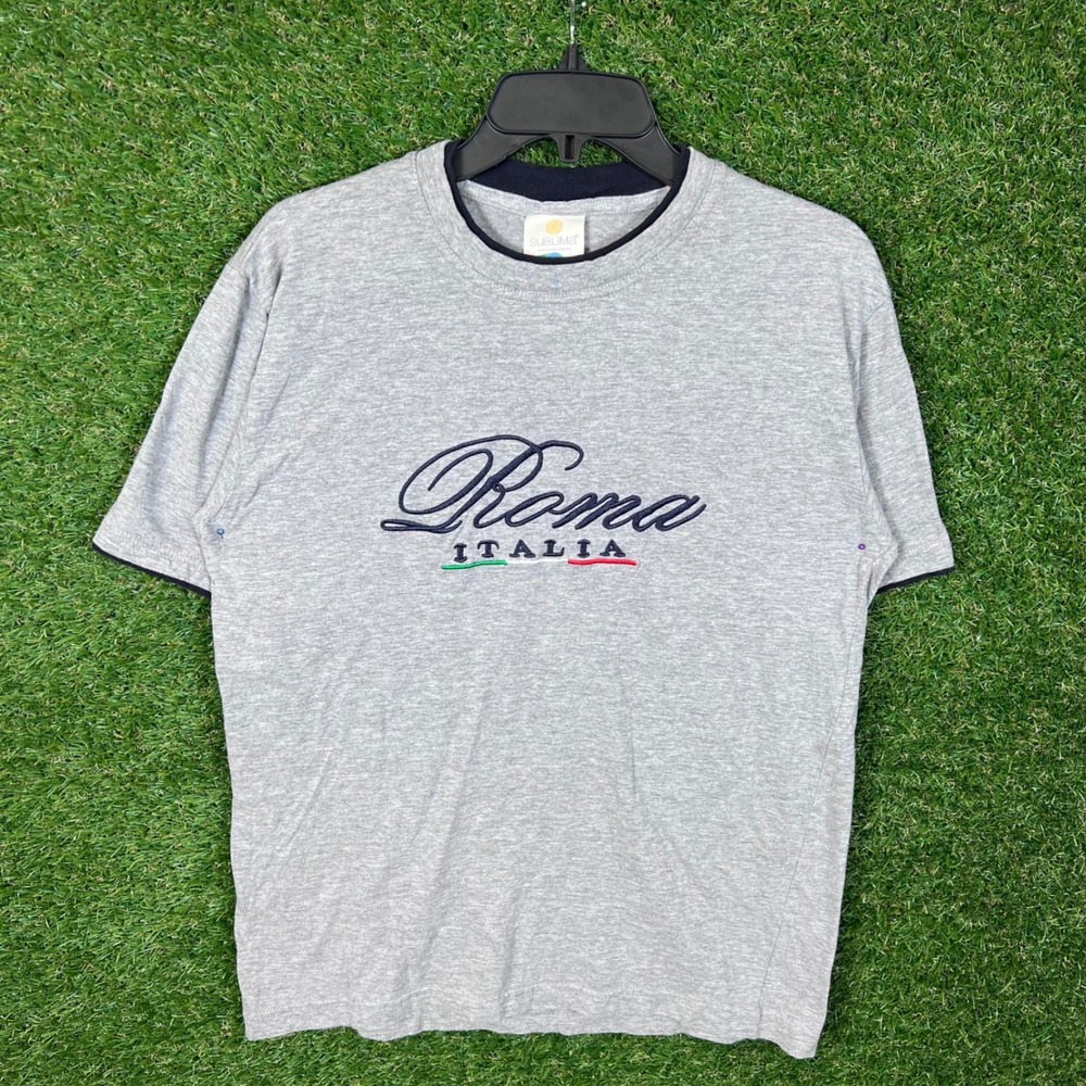 Sublima Roma Italia T Shirt Mens Large‎ Grey Short Sleeve Made in Italy Graphic